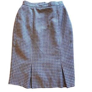 Worthington Houndstooth Navy Blue and Gold Pencil Skirt Women's Size 14 Tall